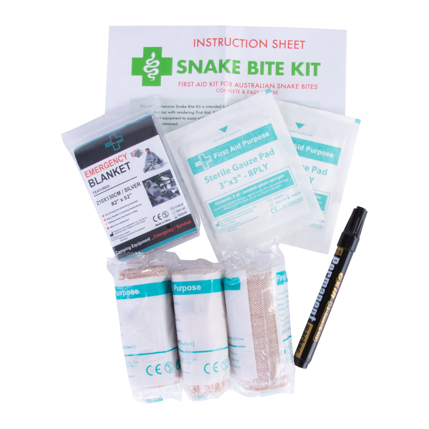 2x 9 Australian Snake Bite First Aid Kit Camping Hiking Travel