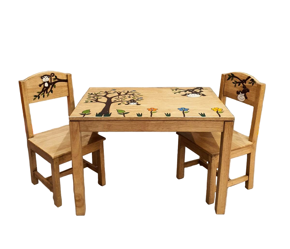 Monkey Land Kids Table & Chairs Set – Handmade Solid Hardwood
