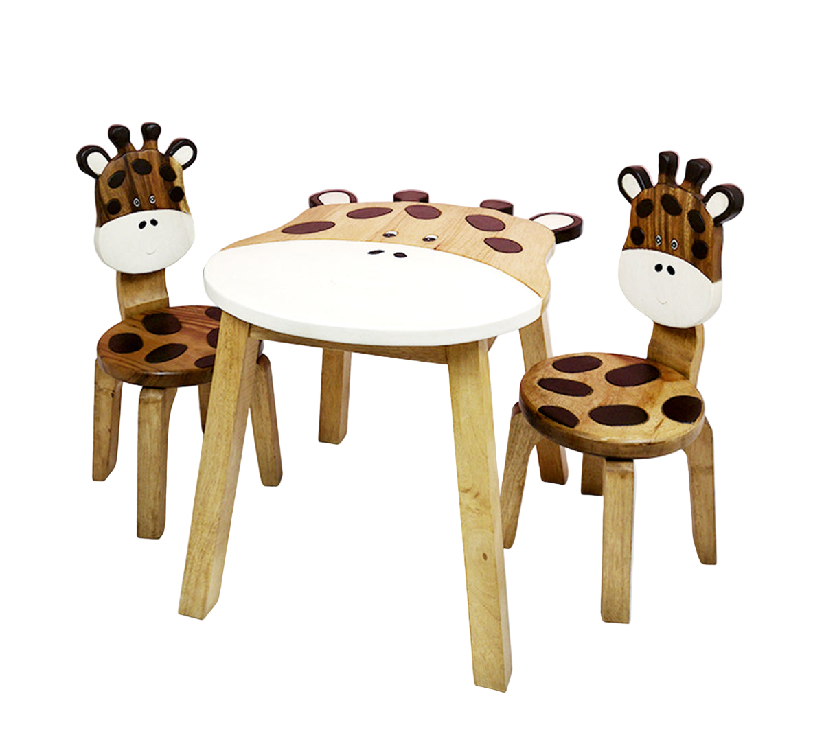 Giraffe Kids Table & Chairs Set – Handmade Solid Hardwood