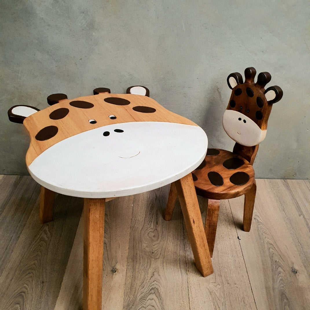 Giraffe Kids Table & Chair Set – Handmade Solid Hardwood