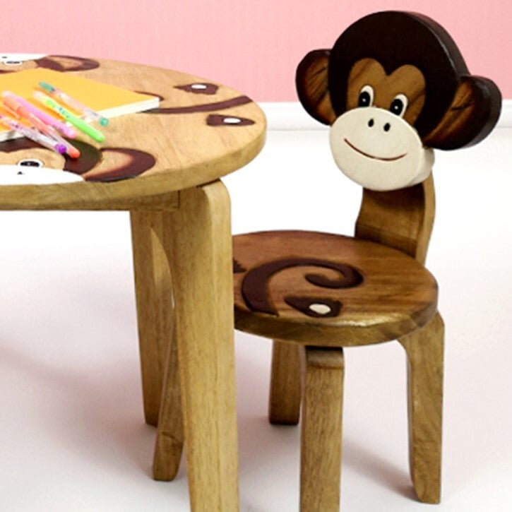 Kids Animal Chair Monkey Design – Handmade Solid Hardwood