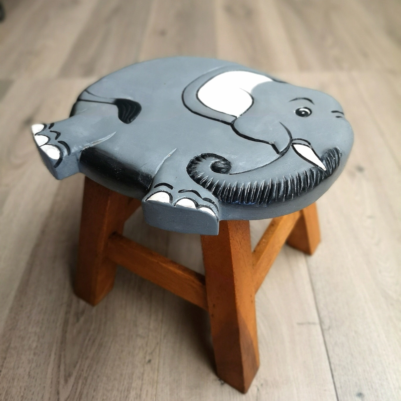 Premium Kids Wooden Elephant Stool – Handmade Solid Wood Toilet Training and Step Stool