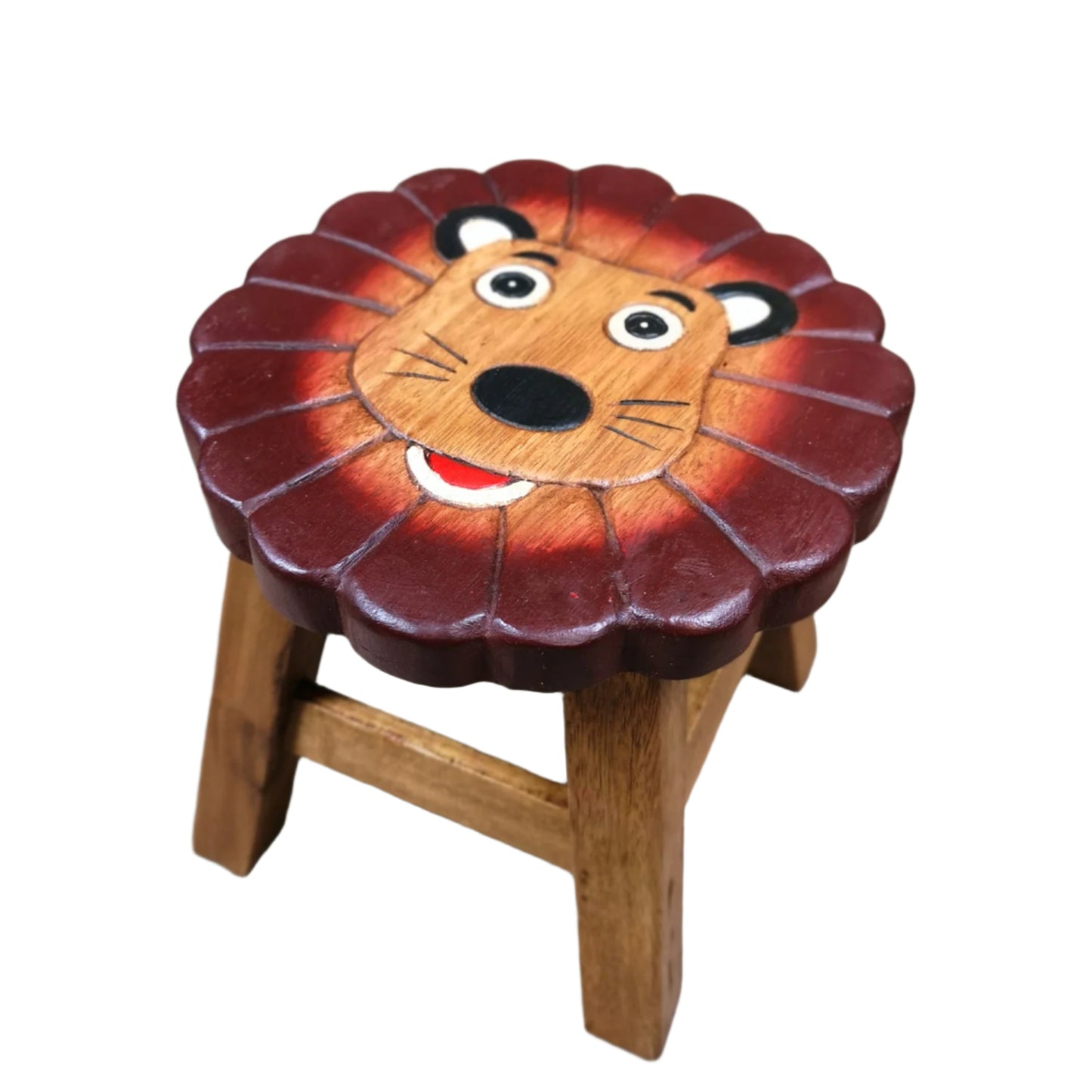 Premium Kids Wooden Lion Stool – Handmade Solid Wood Toilet Training and Step Stool