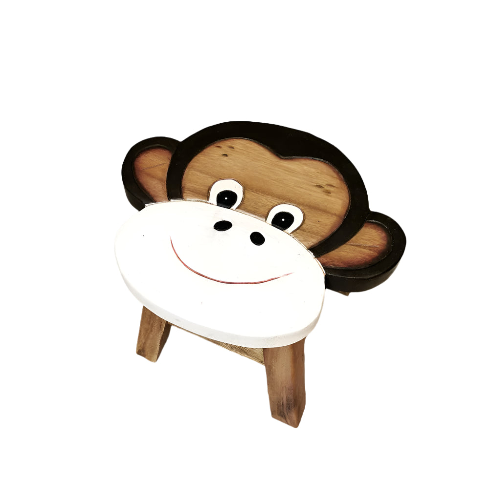 Premium Kids Wooden Monkey Stool – Handmade Solid Wood Toilet Training and Step Stool