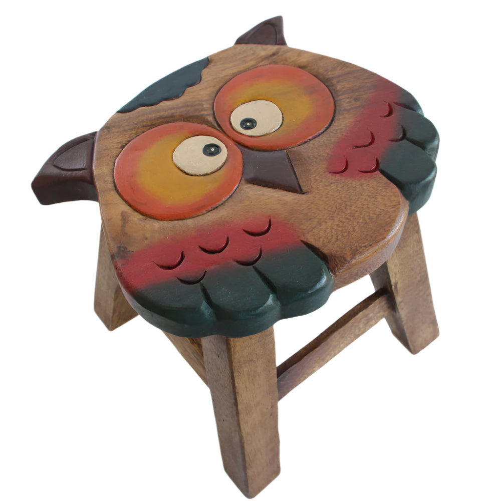 Premium Kids Wooden Owl Stool – Handmade Solid Wood Toilet Training and Step Stool