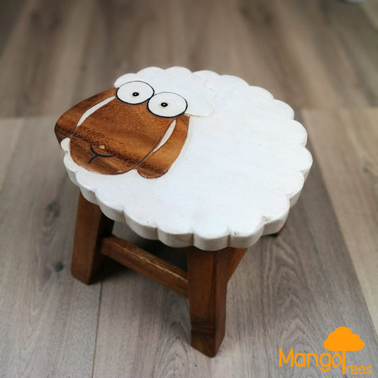 Premium Kids Wooden Sheep Stool – Handmade Solid Wood Toilet Training and Step Stool