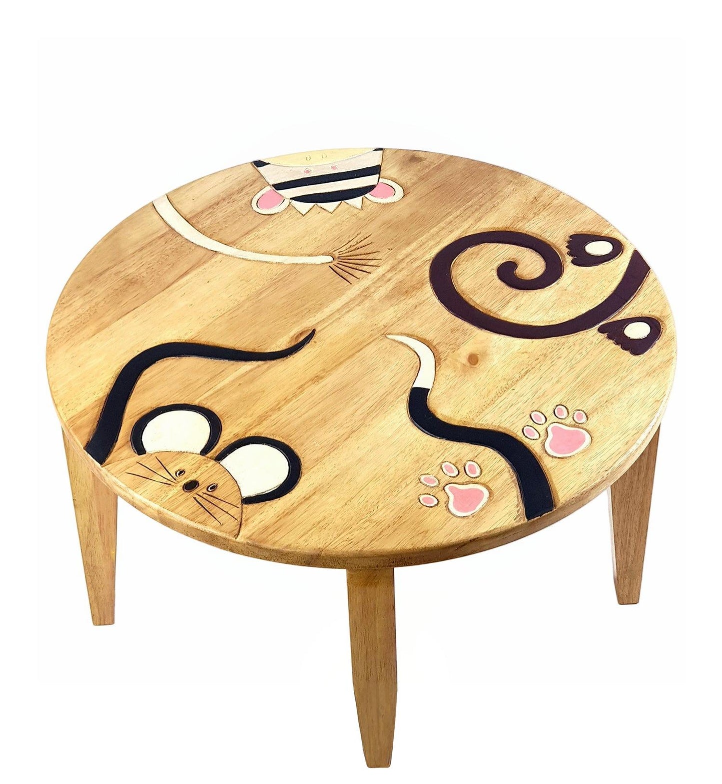 Kids Wooden Table – Animal Tails Design - Handmade Solid Hardwood