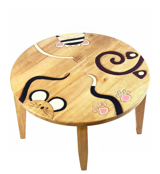 Kids Wooden Table – Animal Tails Design - Handmade Solid Hardwood