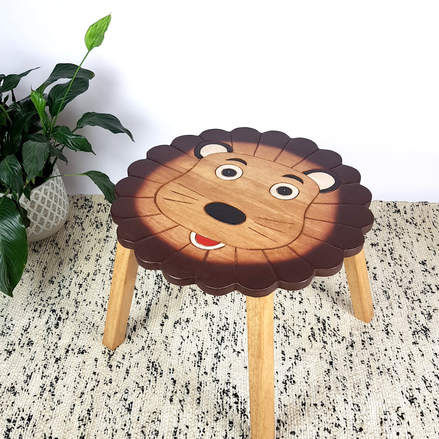 Kids Wooden Table – Lion Design - Handmade Solid Hardwood