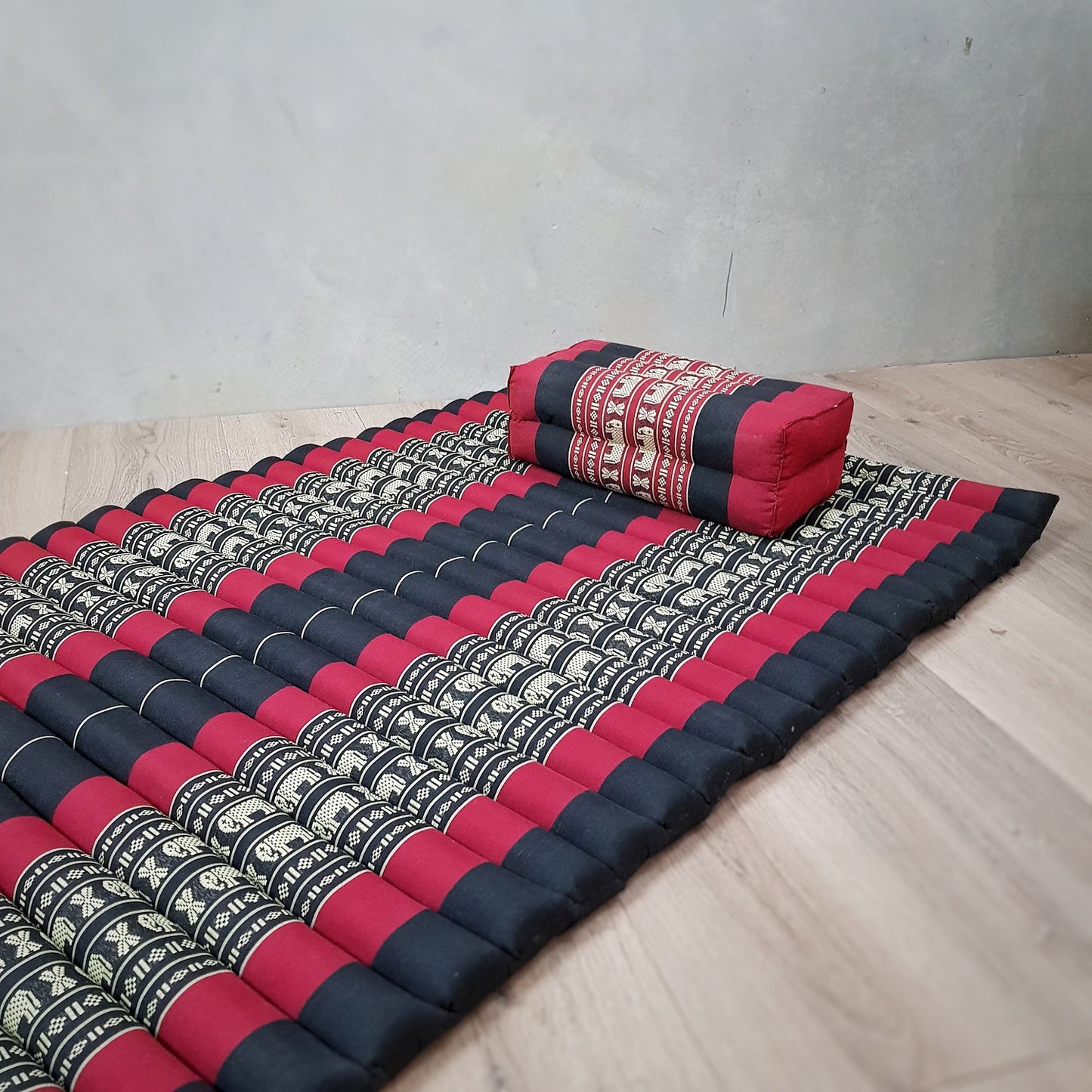 Roll Up Foldable Mattress + Kapok Pillow Block Set – Handmade Thai Daybed & Yoga Mat | Allergen-Free Support