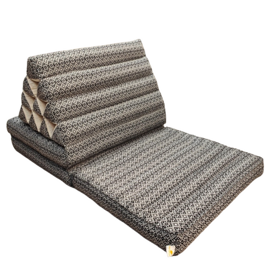 Large Thai Triangle Pillow – 3 Fold Floor Cushion | Handmade Thai Lounge Mat & Backrest | 100% Kapok Filled