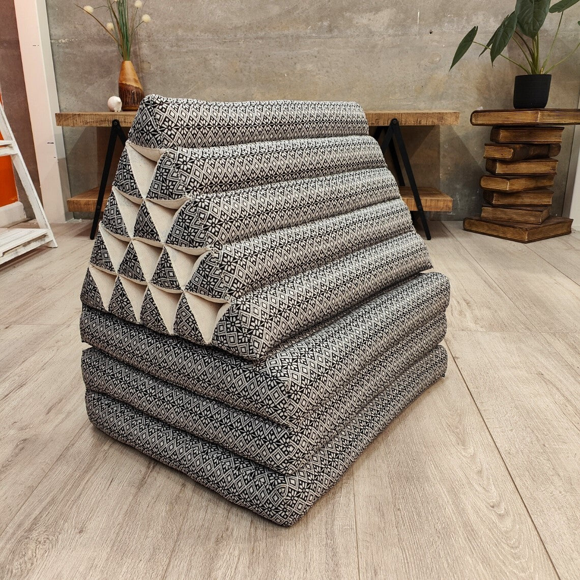 Jumbo Thai Triangle Pillow 3‑Fold – Handmade Kapok Daybed Cushion | Fold-Out Floor Mattress