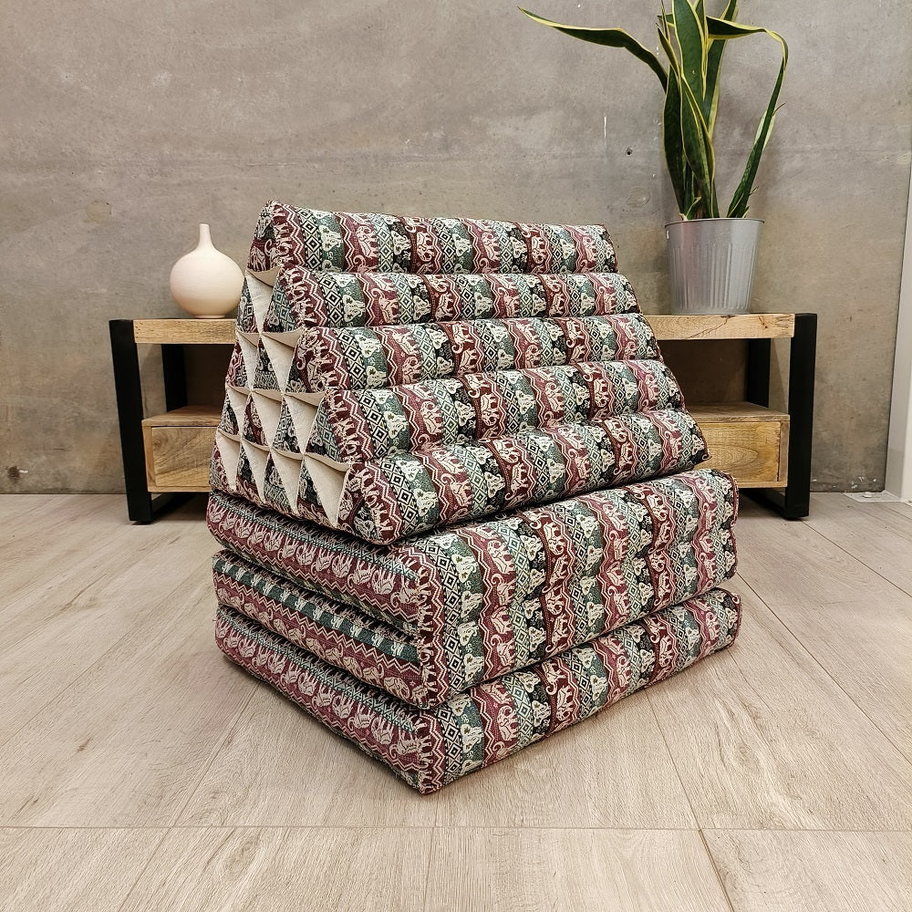 Jumbo Thai Triangle Pillow 3‑Fold – Handmade Kapok Daybed Cushion | Fold-Out Floor Mattress