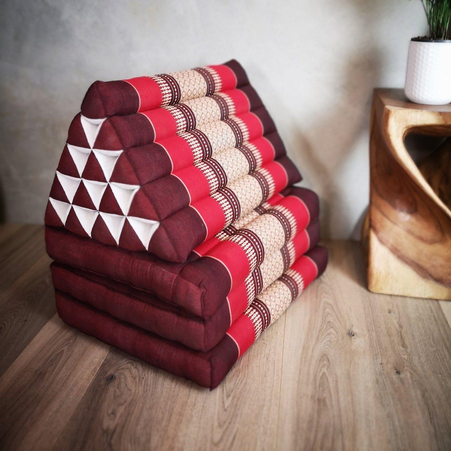 Jumbo Thai Triangle Pillow 3‑Fold – Handmade Kapok Daybed Cushion | Fold-Out Floor Mattress