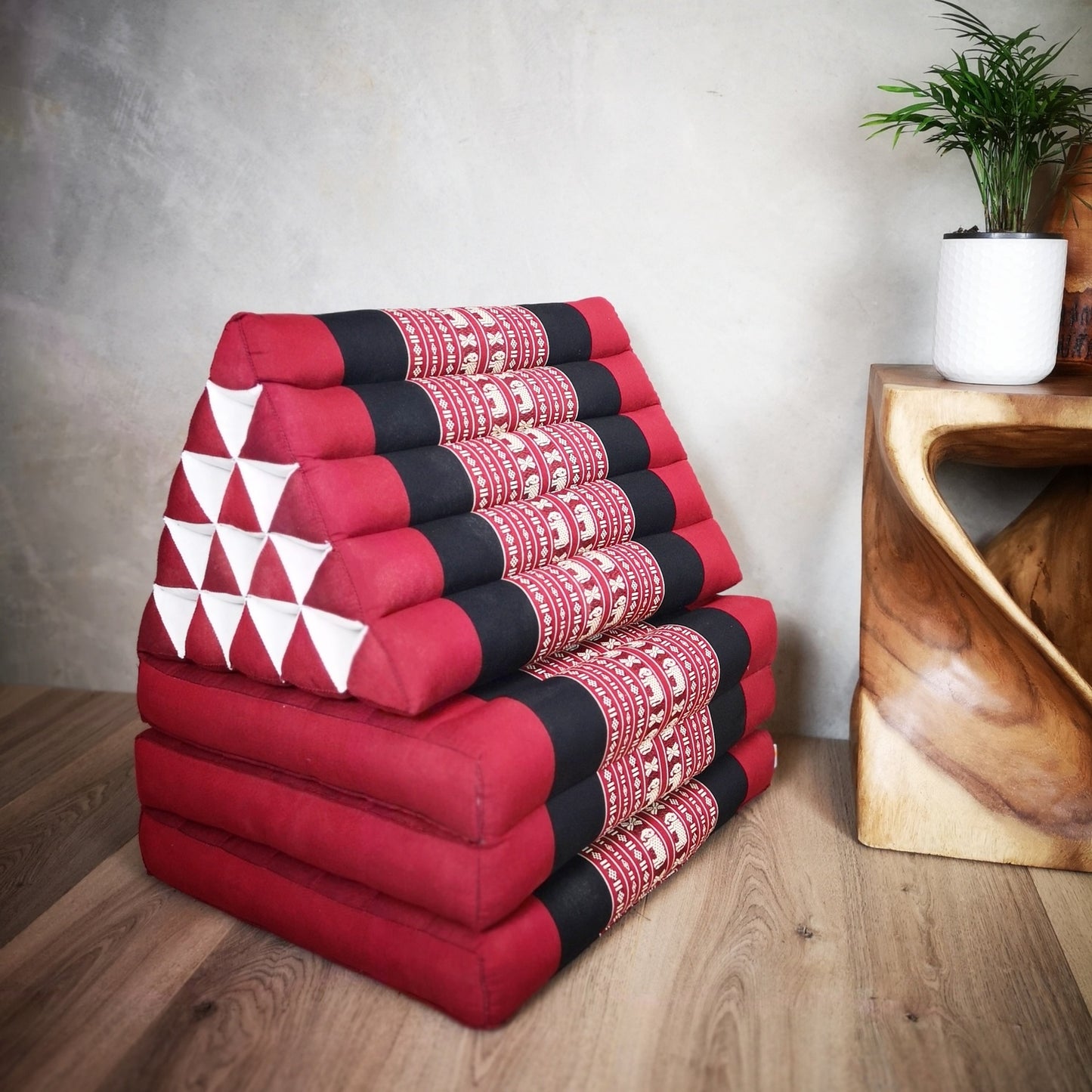 Jumbo Thai Triangle Pillow 3‑Fold – Handmade Kapok Daybed Cushion | Fold-Out Floor Mattress