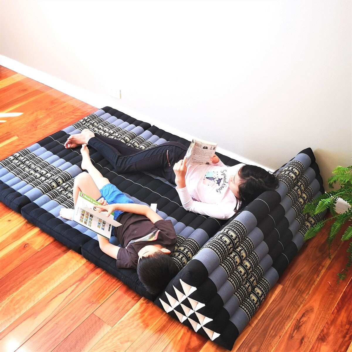 Thai Triangle Pillow Daybed | 3 Fold Floor Lounger, Guest Bed, Meditation Mat | 100% Kapok & Cotton
