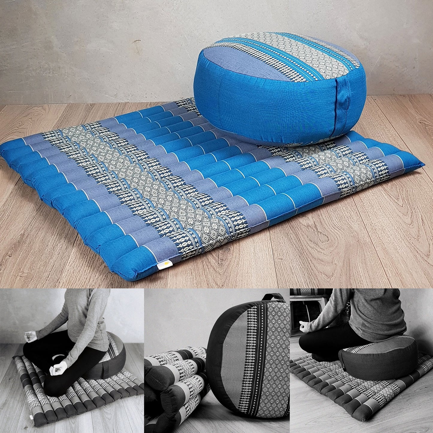 Handmade Zafu & Zabuton Meditation Set – Organic Kapok Round Cushion and Mat for Posture Support