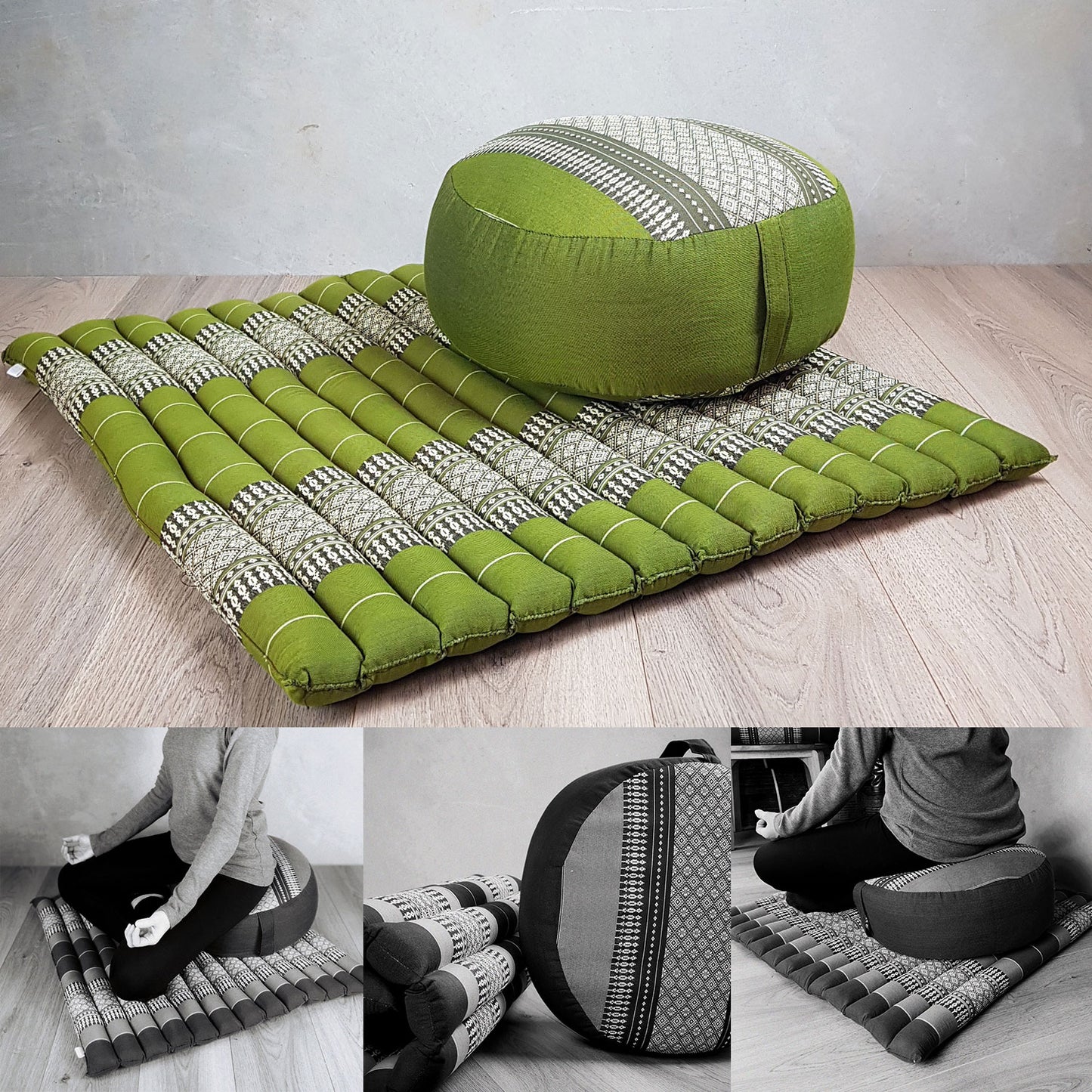 Handmade Zafu & Zabuton Meditation Set – Organic Kapok Round Cushion and Mat for Posture Support