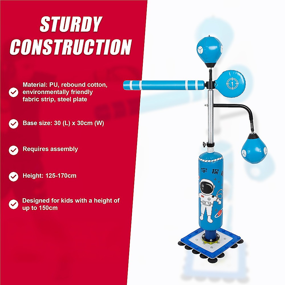 Kids Freestanding Boxing Training Punch Bag with Suction Base – Adjustable Height (Up to 150cm)