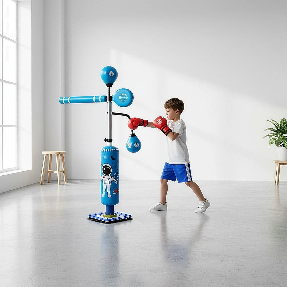 Kids Freestanding Boxing Training Punch Bag with Suction Base – Adjustable Height (Up to 150cm)