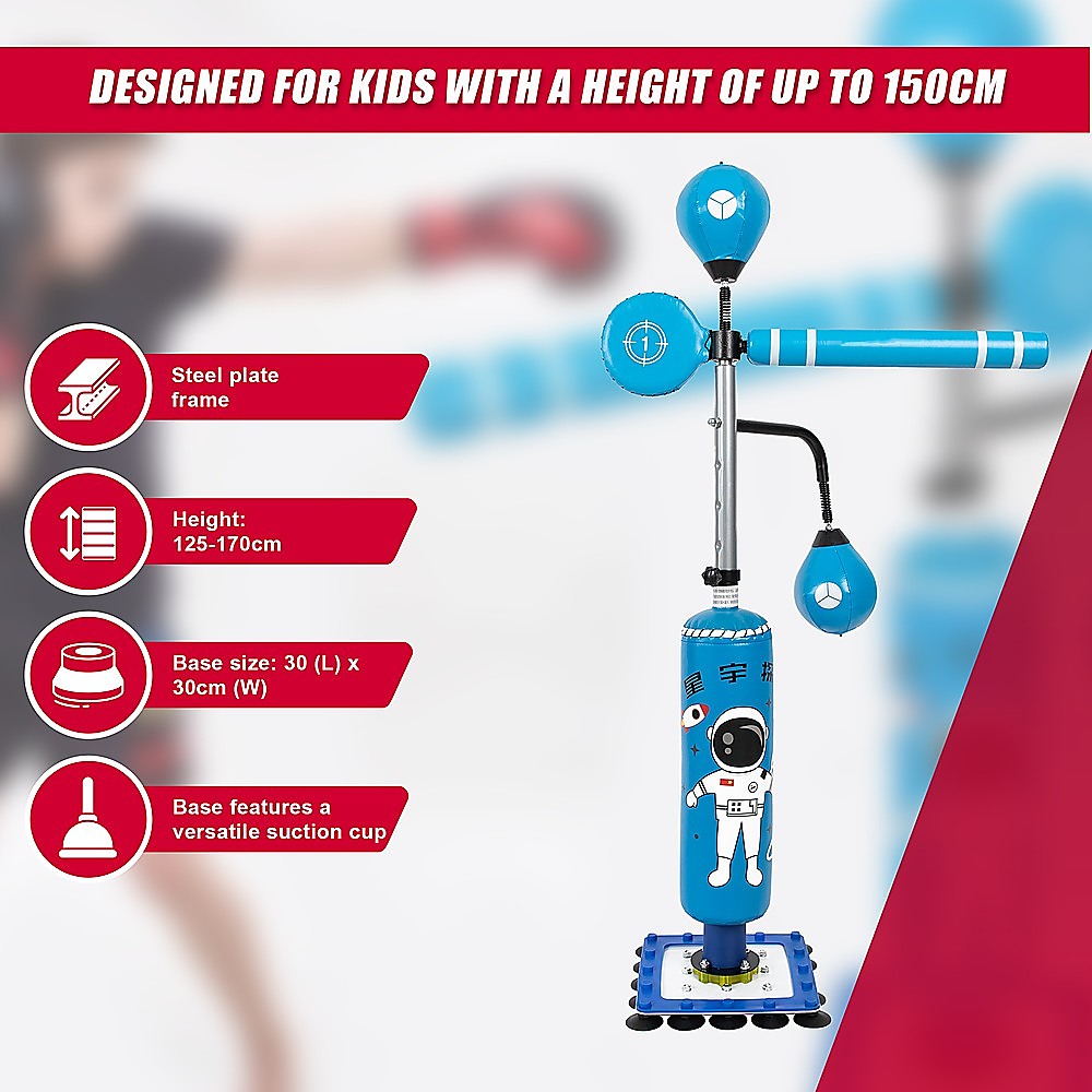 Kids Freestanding Boxing Training Punch Bag with Suction Base – Adjustable Height (Up to 150cm)