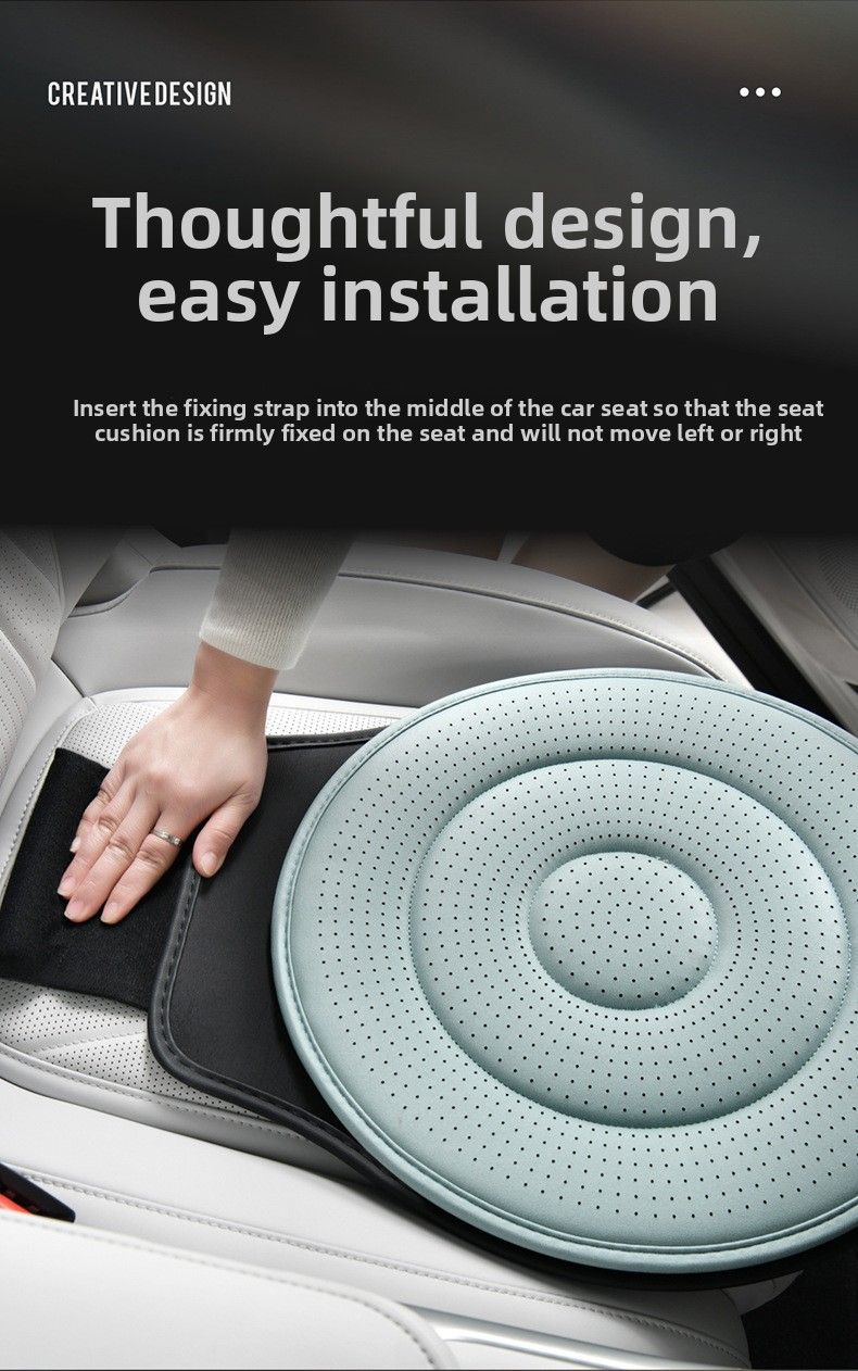 Black 360 Degree Rotating Car Seat Cushion - 53cm Nano Tech Swivel Mobility Aid - Easy Vehicle Entry and Exit for Seniors, Breathable Non Slip Ergonomic Support for Home Office and Travel