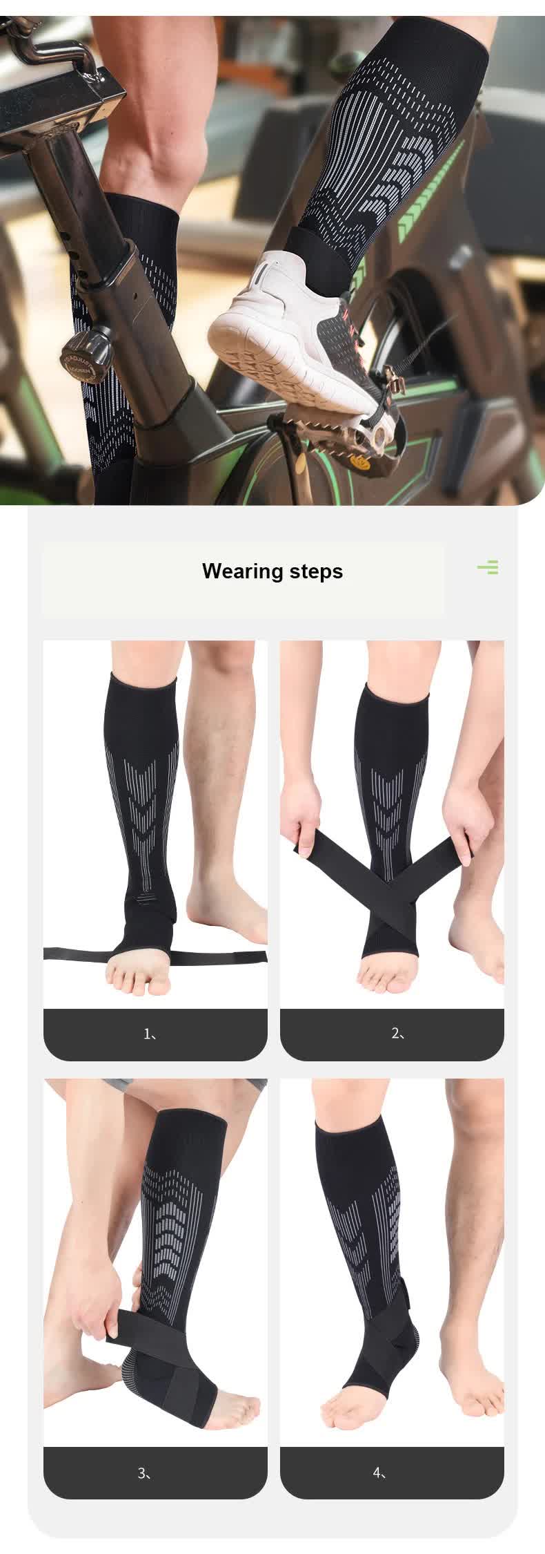 Size M 1 Pair Black  Compression Calf Sleeves for Sports – Adjustable Support for Running, Soccer, Hiking & More