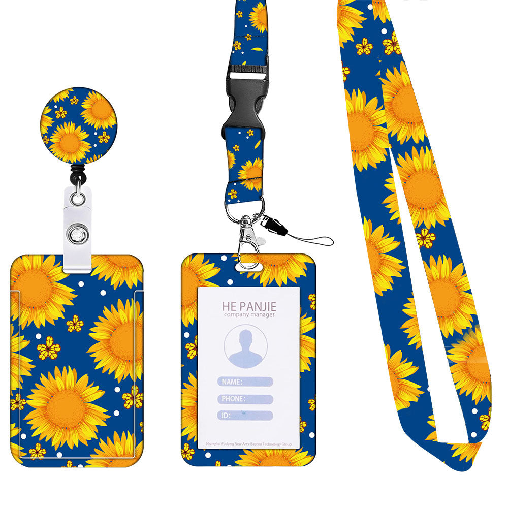 Yellow & Blue Sunflower Retractable Badge Reel & ID Card Holder Set 2-Pack