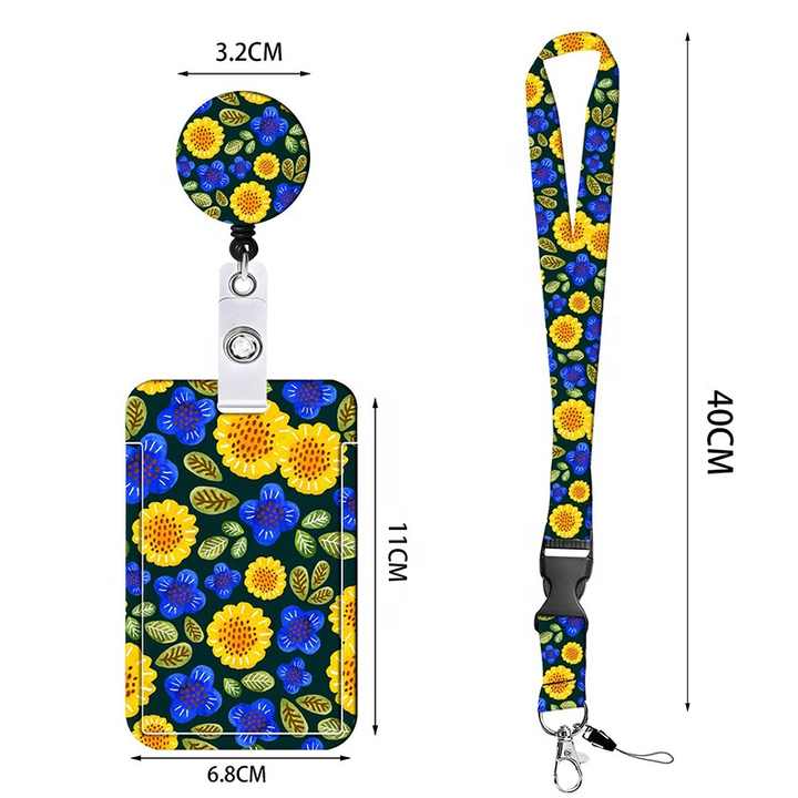 Yellow & Blue Sunflower Retractable Badge Reel & ID Card Holder Set 2-Pack