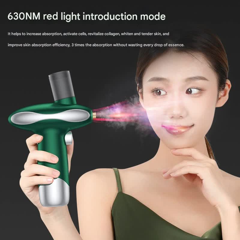 Portable Nano Facial Steamer & Oxygen Sprayer with Red/Blue Light Therapy (pink)