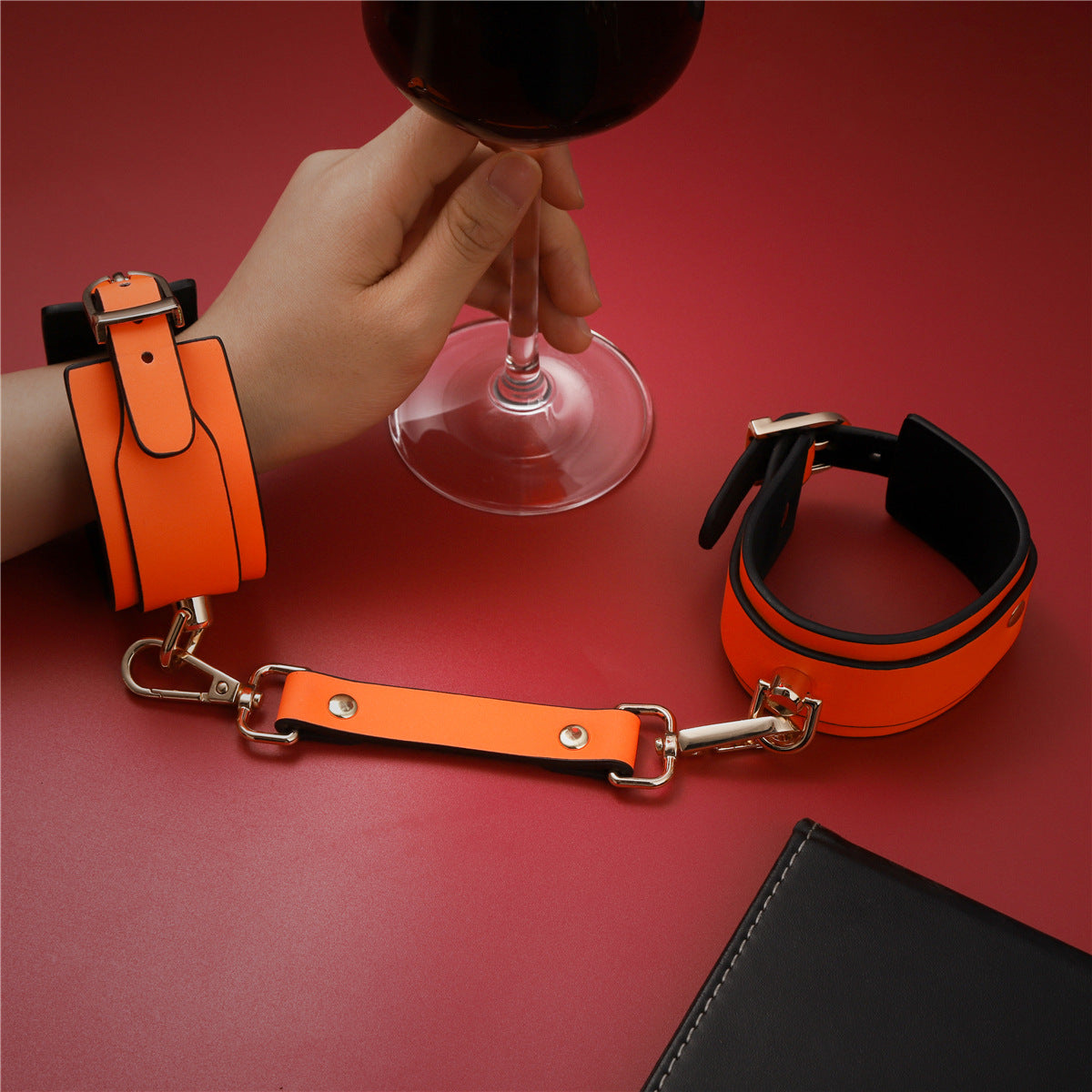 PU Leather Bondage Cuff - Wrist/Ankle Restraint Luminous Orange Handcuffs