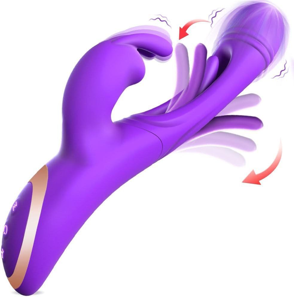 Red Sensual Dual-Action Rabbit Vibrator - G-Spot Massager & Flickering Clitoral Tongue - 12 Intense Modes, USB Rechargeable Silicone