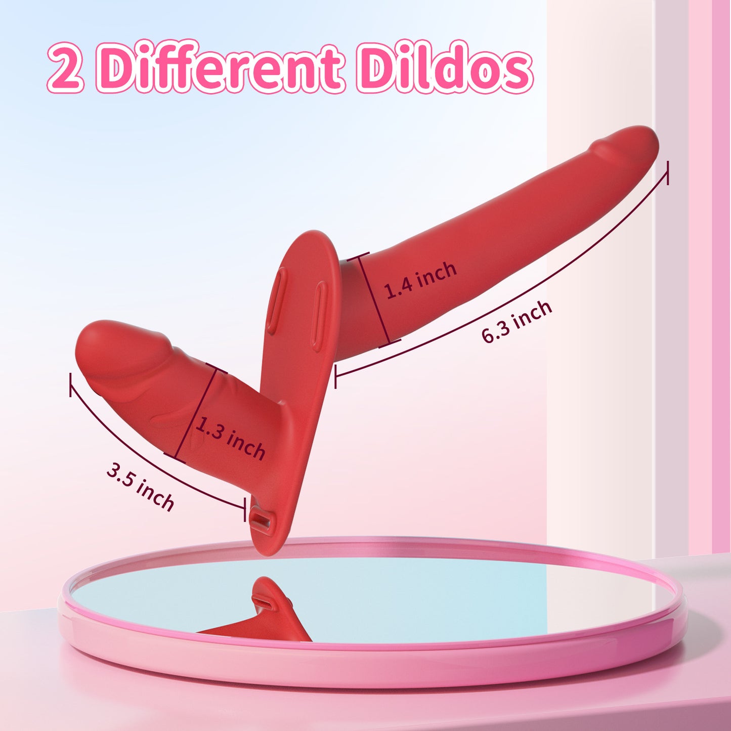 Red Dual-Ended Silicone Strap-On Dildo with Adjustable Leather Harness