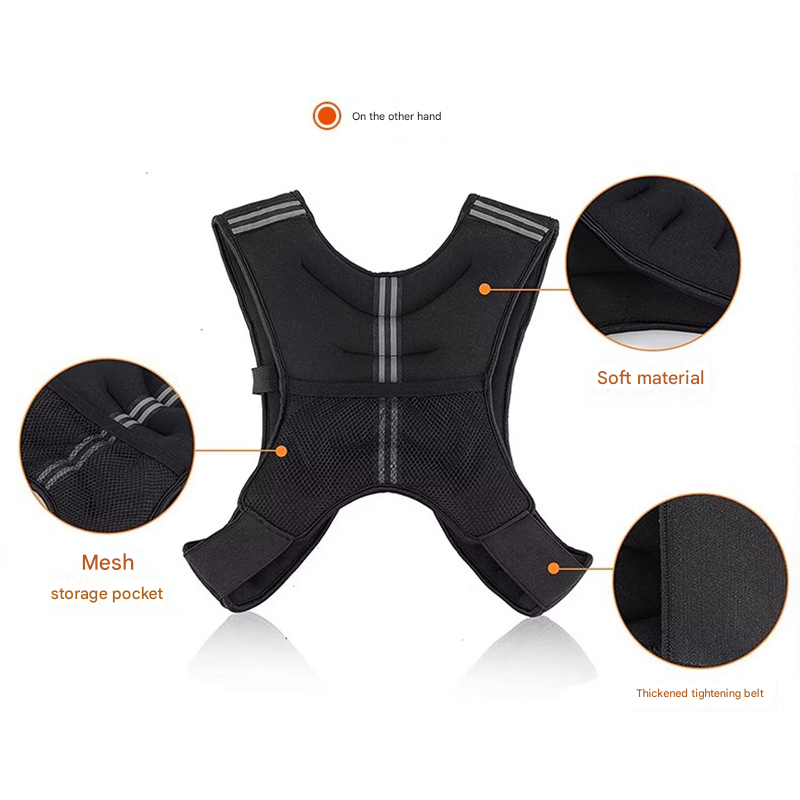 Black Adjustable Weighted Vest 3KG - Reflective for Running & Strength Training