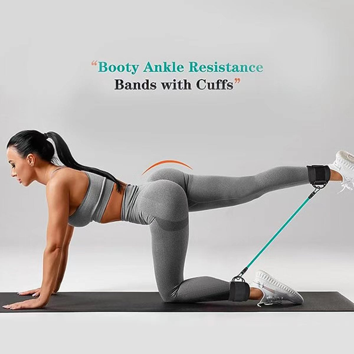 Black Snap Resistance Bands Set with Ankle Straps - Glute & Leg Workouts 10-30lbs