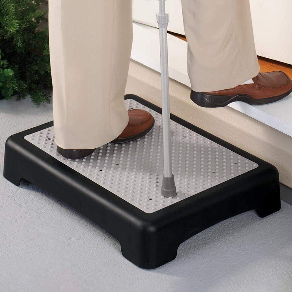 Portable Half Step Stool Non-Slip 50x40cm - Mobility Aid Black Base & White Mat