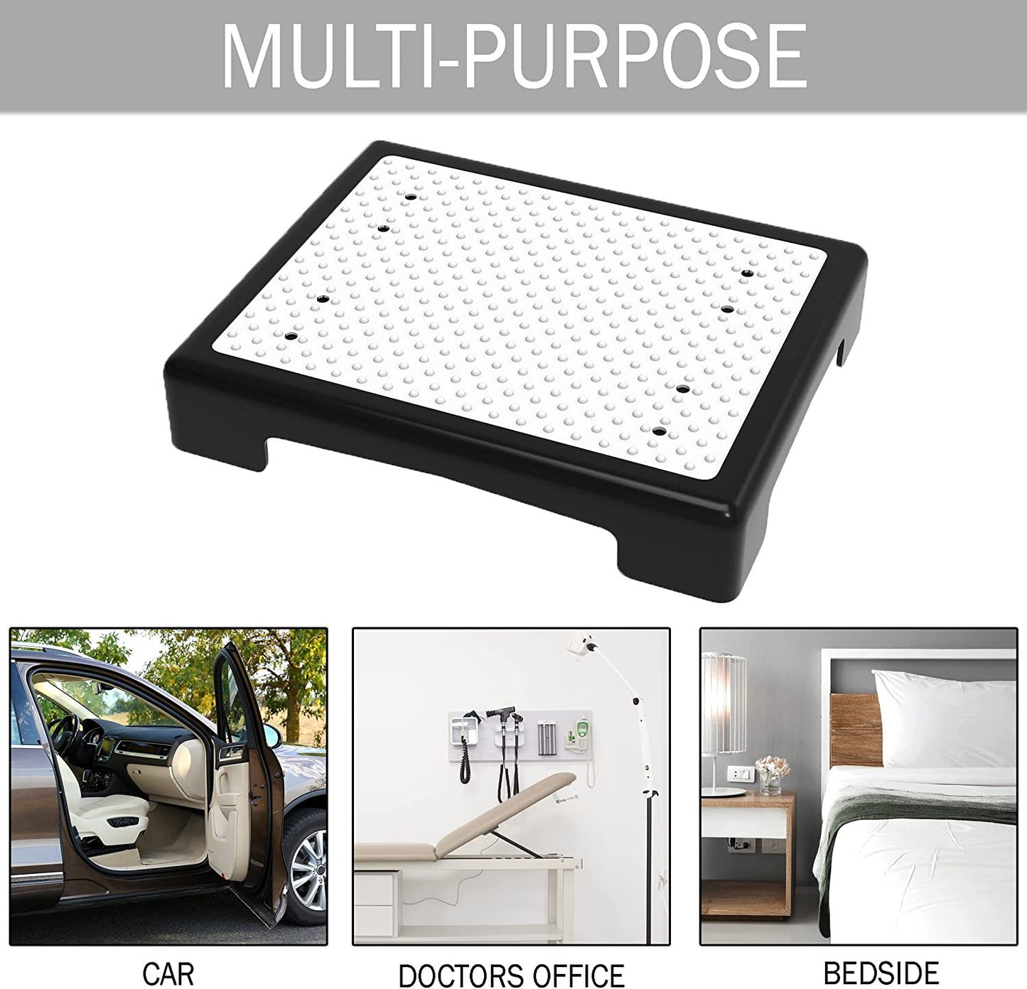 Portable Half Step Stool Non-Slip 50x40cm - Mobility Aid Black Base & White Mat