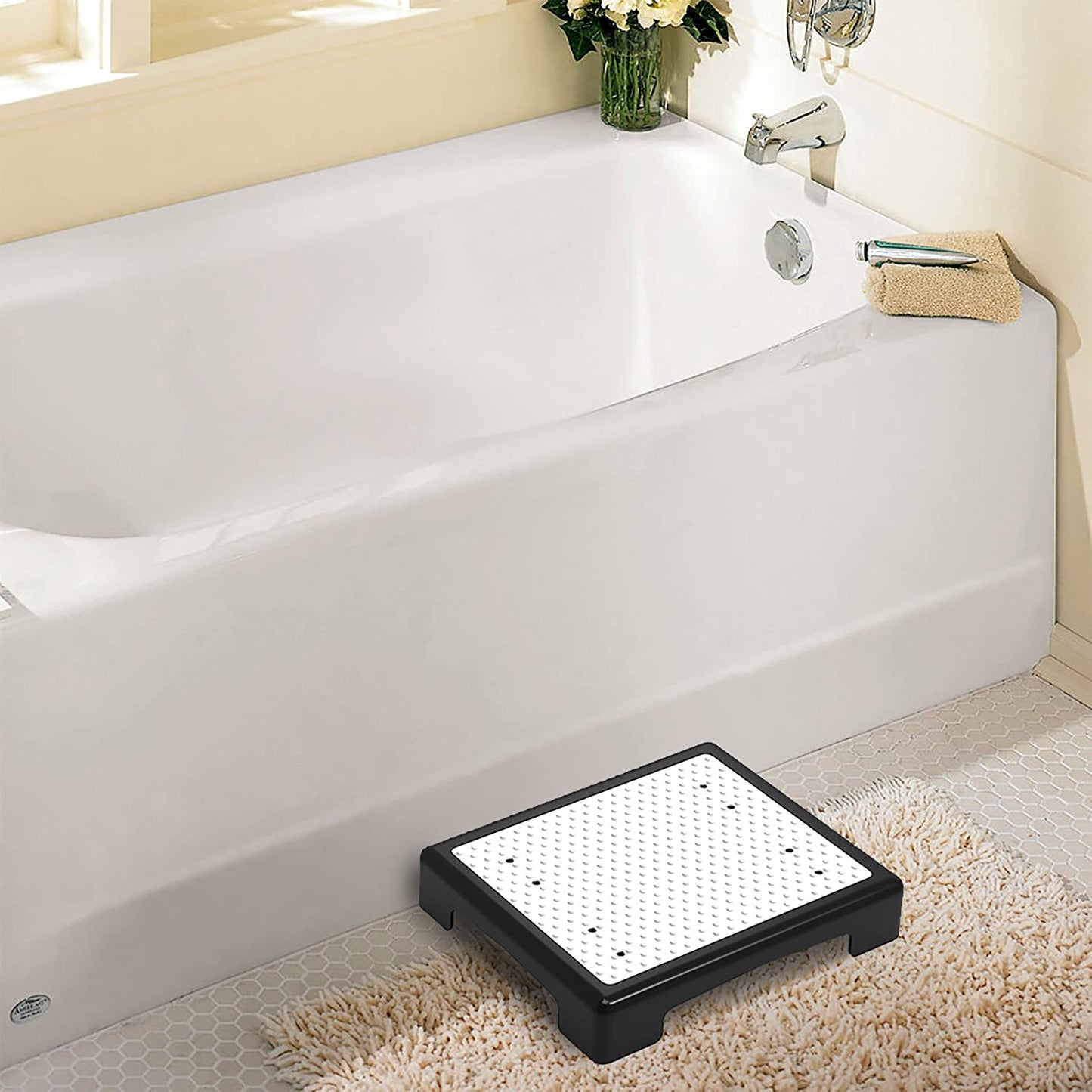 Portable Half Step Stool Non-Slip 43x33cm - Mobility Aid for Elderly Black