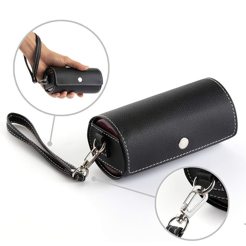 7-Day Travel Pill Organizer - Black PU Leather Pouch 14 Colourful Compartments