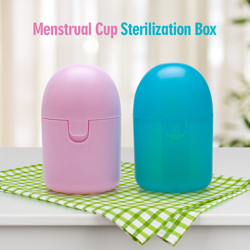 2PCS Reusable Medical Grade Silicone Menstrual Cup(XS Size) & 2PCS Matching Sterilizer Box - Microwave Safe Disinfector Case, Heat Resistant 130°C (White Set)