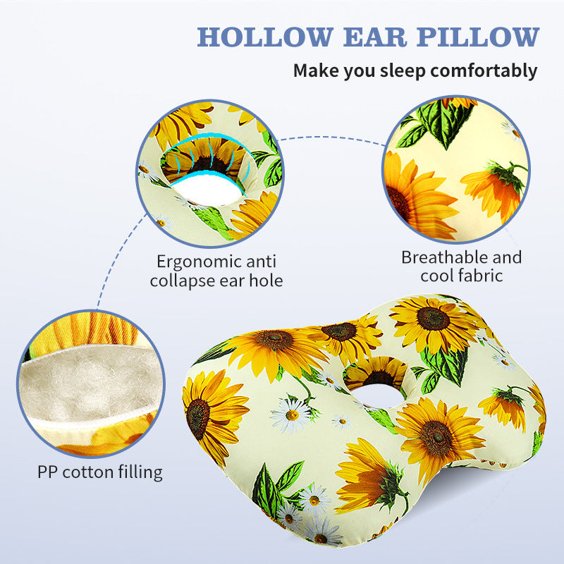 Sunflower Hollow Ear Support Pillow - Adjustable Side Sleep Neck Cushion