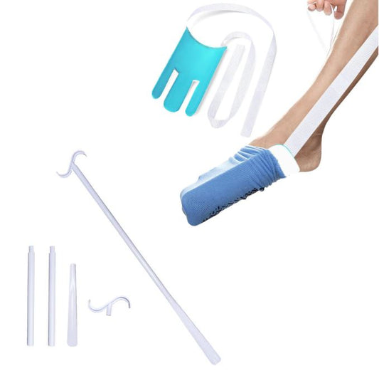 Independent Living Mobility Kit - Sock Aid & White 3-in-1 Dressing Hook