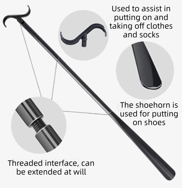 Independent Living Mobility Kit - Sock Aid & Black 3-in-1 Dressing Hook