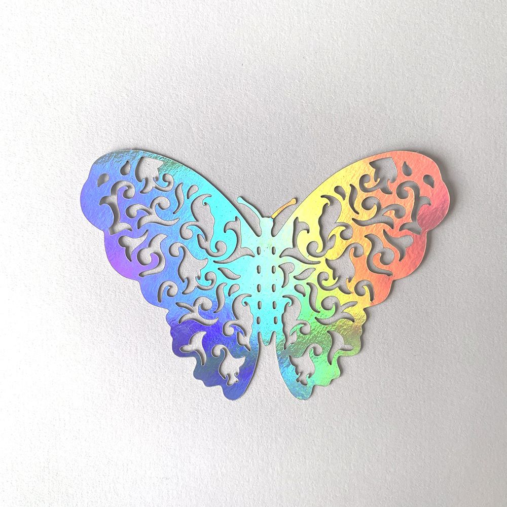 3D Butterfly Wall Stickers - Iridescent Silver Paper - 72pcs Set, Hollow Cut Design, Removable Decor for Home, Party, Wedding, Kids Room, Easy Peel and Stick-Style C