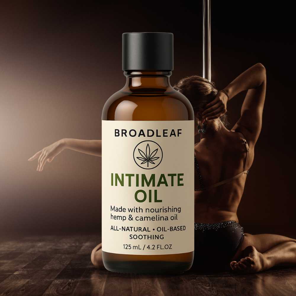 Broadleaf Intimate Oil – Natural Plant-Based Personal Lubricant with Australian Hemp & Camelina Oils – Skin-Safe, Edible & Latex-Free