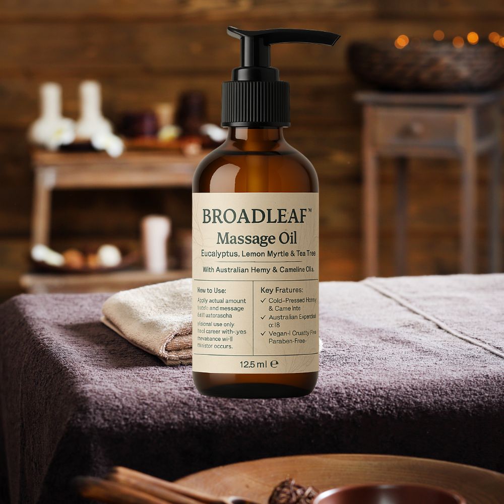 Premium Hemp & Camelina Massage Oil – Natural Australian Botanical Blend with Eucalyptus, Lemon Myrtle & Tea Tree – 100% Vegan, Fast-Absorbing, Non-Greasy