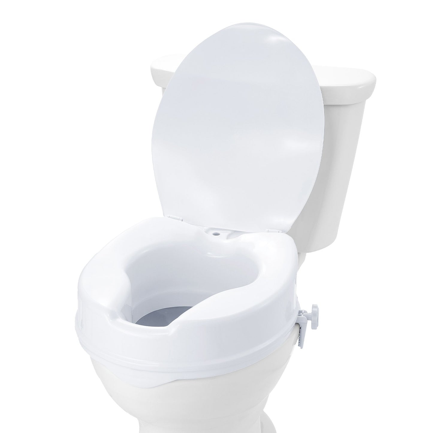 Raised Toilet Seat 100mm Height Increase with Lid Universal Toilet Seat Riser 136kg Capacity