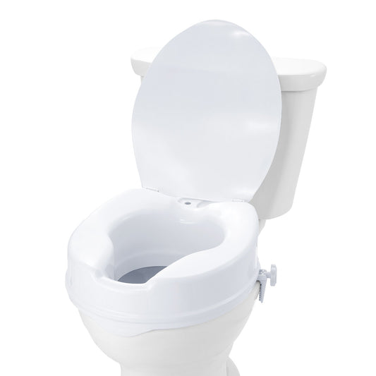 Raised Toilet Seat 100mm Height Increase with Lid Universal Toilet Seat Riser 136kg Capacity