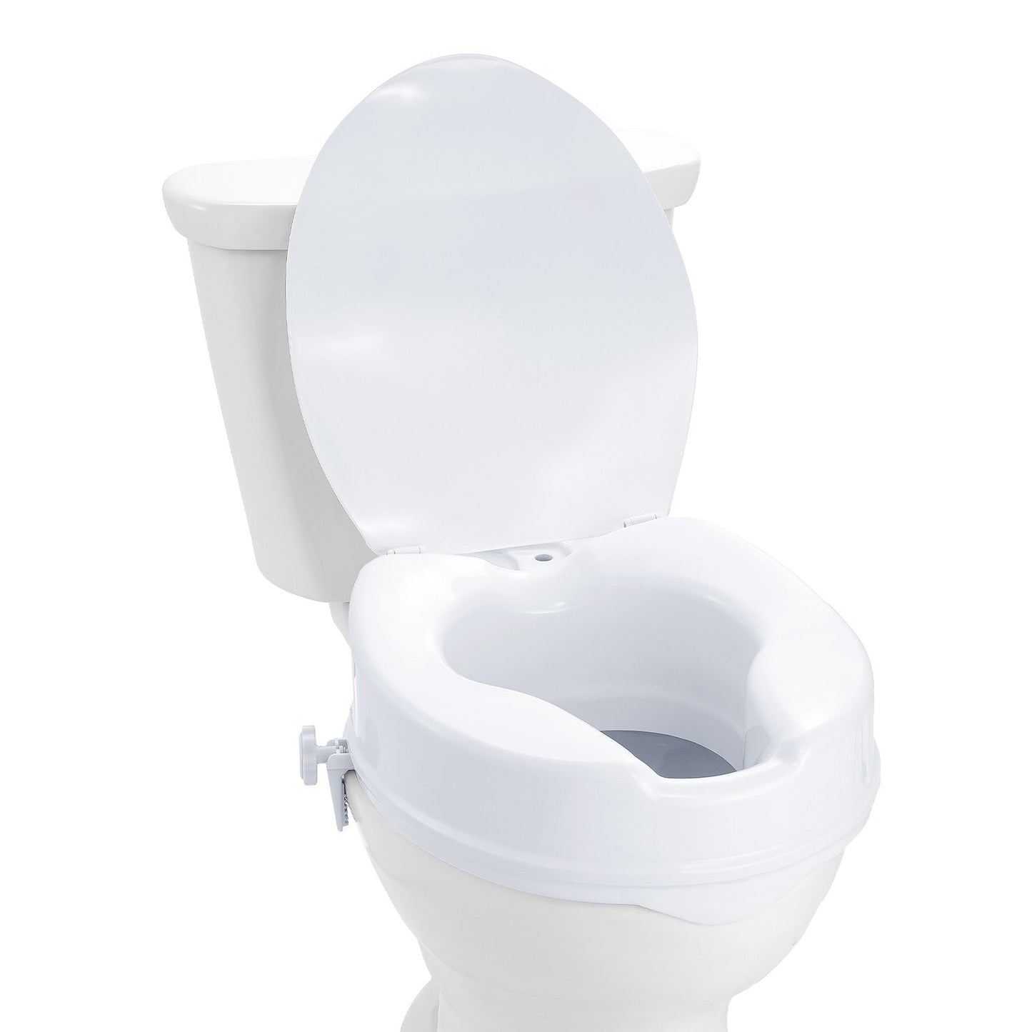 Raised Toilet Seat 100mm Height Increase with Lid Universal Toilet Seat Riser 136kg Capacity