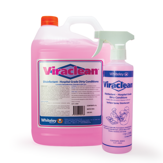 Viraclean Hospital Grade Disinfectant – TGA-Listed Surface Cleaner, Non-Flammable, pH Neutral, Lemon Fragrance, 500ml & 5L Sizes